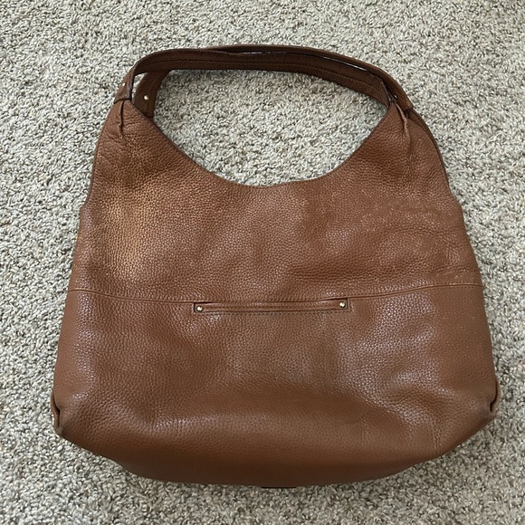 Michael Kors Pebbled Leather Hobo Bucket Shoulder Bag Brown Fulton Purse Tan - Picture 11 of 14